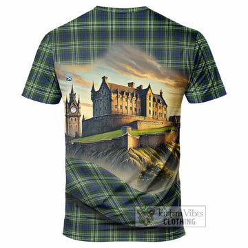 Swinton Tartan Family Crest T-Shirt with Scottish Ancient Castle Style - Tartan Vibes Clothing