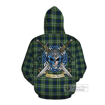 Swinton Tartan Cotton Hoodie with Family Crest Celtic Skull Style Pullover Hoodie - Tartan Vibes Clothing