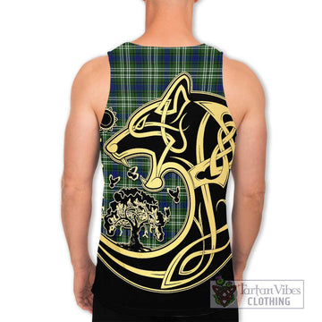 Swinton Tartan Men's Tank Top with Family Crest Celtic Wolf Style - Tartan Vibes Clothing