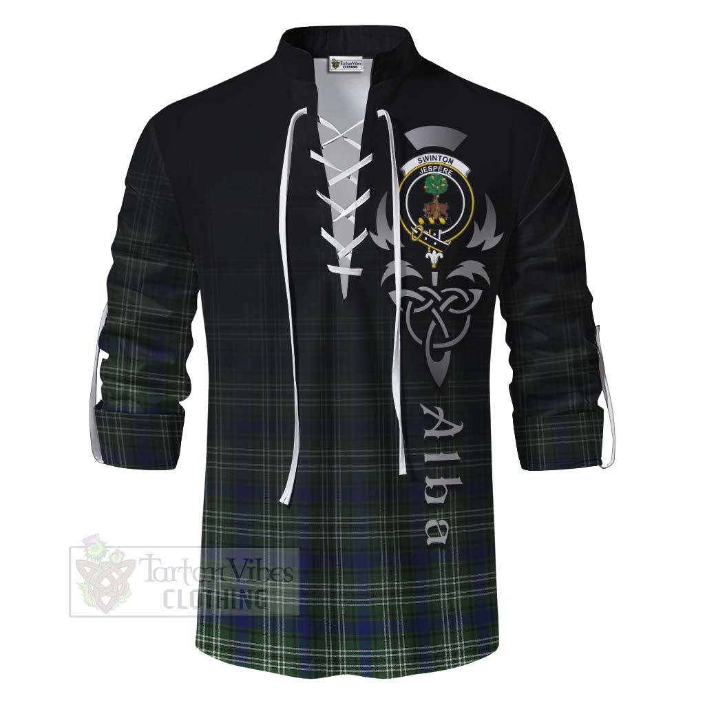 Tartan Vibes Clothing Swinton Tartan Ghillie Kilt Shirt Featuring Alba Gu Brath Family Crest Celtic Inspired