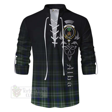 Tartan Vibes Clothing Swinton Tartan Ghillie Kilt Shirt Featuring Alba Gu Brath Family Crest Celtic Inspired