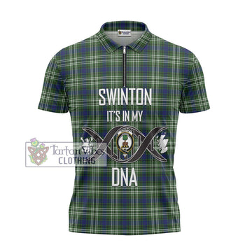 Swinton Tartan Zipper Polo Shirt with Family Crest DNA In Me Style - Tartan Vibes Clothing