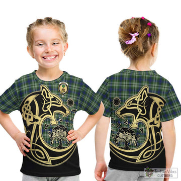 Swinton Tartan Kid T-Shirt with Family Crest Celtic Wolf Style - Tartan Vibes Clothing