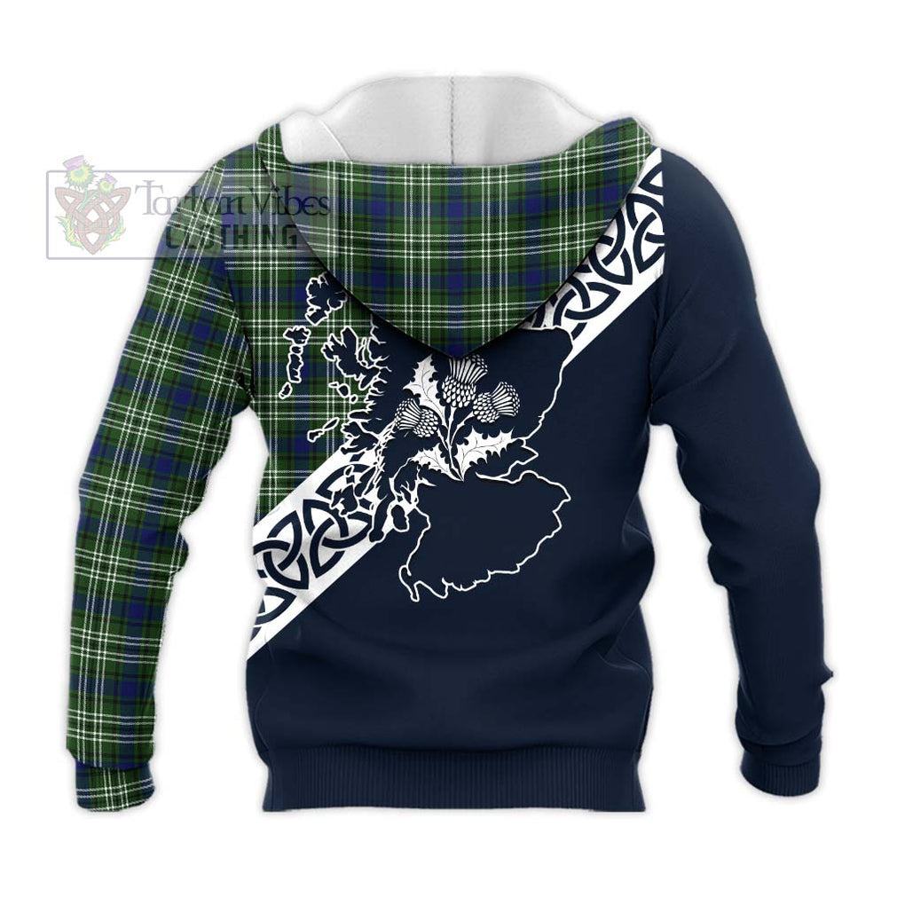 Swinton Tartan Knitted Hoodie Featuring Thistle and Scotland Map - Tartan Vibes Clothing