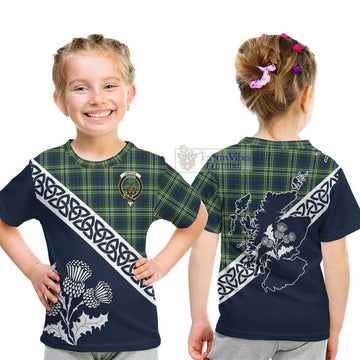 Swinton Tartan Kid T-Shirt Featuring Thistle and Scotland Map - Tartan Vibes Clothing