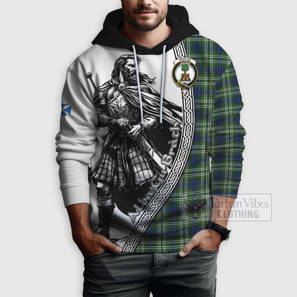 Swinton Tartan Clan Crest Hoodie with Highlander Warrior Celtic Style - Tartan Vibes Clothing