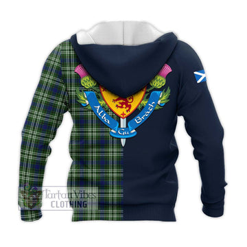 Swinton Tartan Knitted Hoodie Alba with Scottish Lion Royal Arm Half Style - Tartan Vibes Clothing