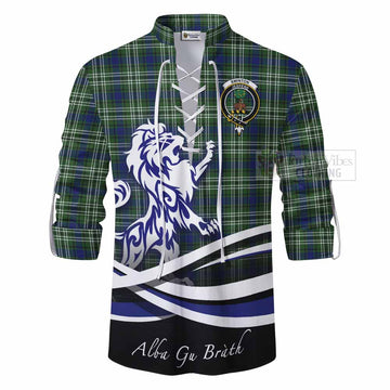 Swinton Tartan Ghillie Kilt Shirt with Alba Gu Brath Regal Lion Emblem - Tartan Vibes Clothing