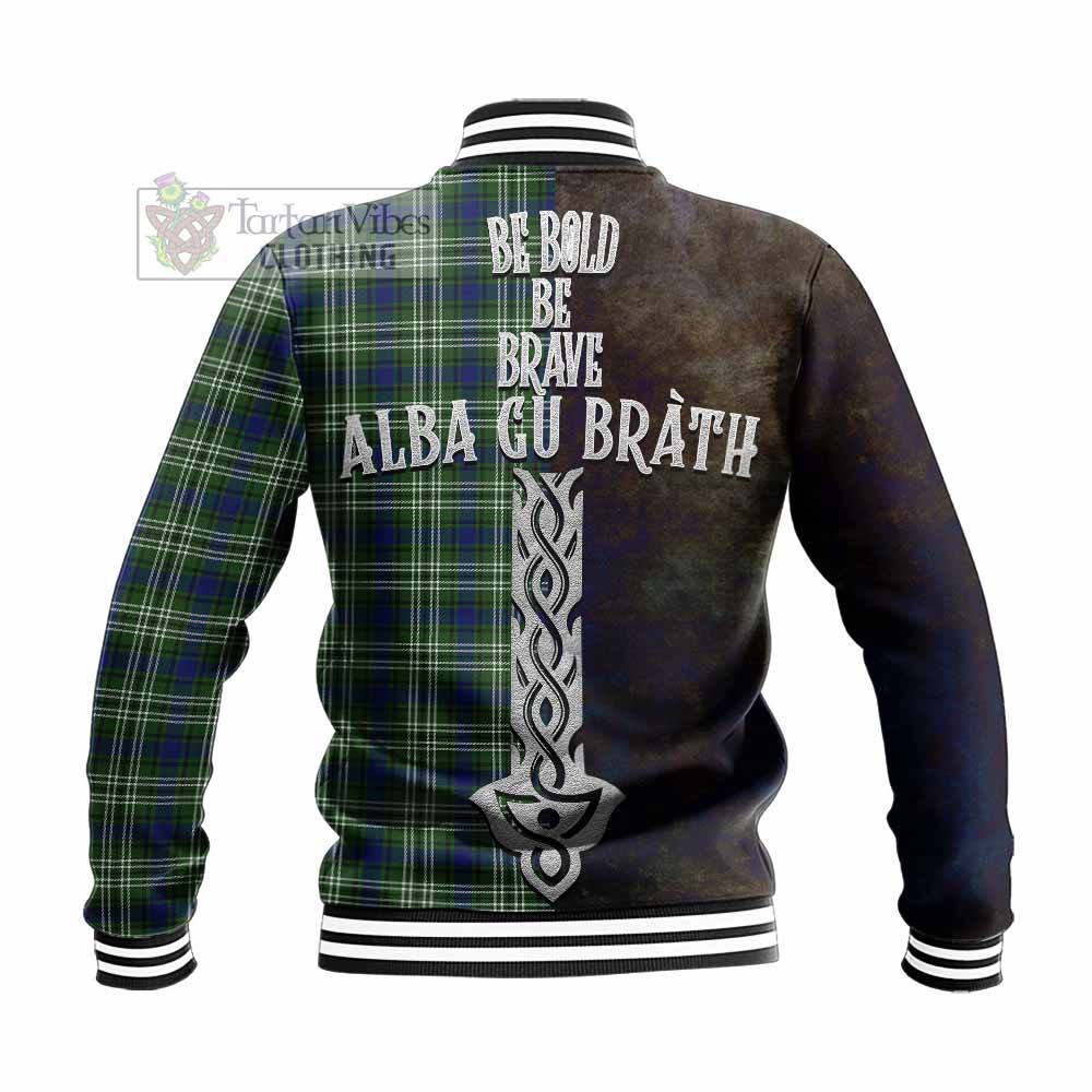 Tartan Vibes Clothing Swinton Tartan Family Crest Baseball Jacket Alba Gu Brath Be Brave Lion Ancient Style