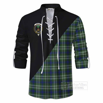 Swinton Tartan Ghillie Kilt Shirt with Family Crest and Military Logo Style - Tartan Vibes Clothing