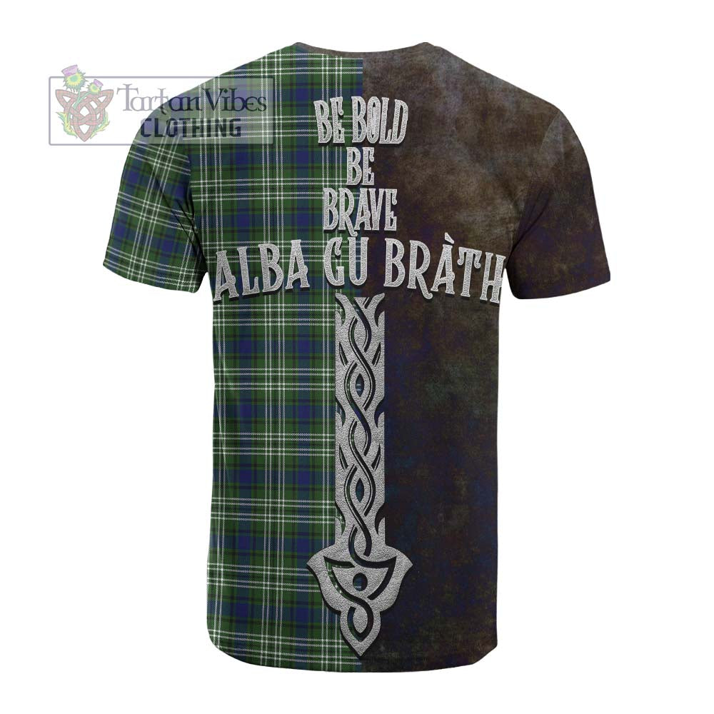 Tartan Vibes Clothing Swinton Tartan Family Crest Cotton T-shirt Alba Gu Brath Be Brave Lion Ancient Style