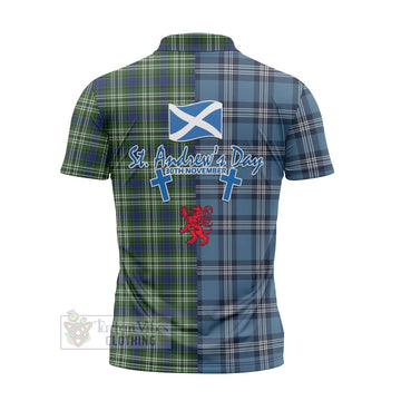 Swinton Tartan Zipper Polo Shirt Happy St. Andrew's Day Half Tartan Style - Tartan Vibes Clothing