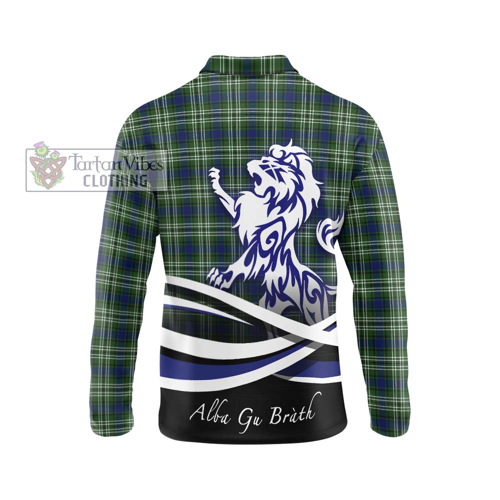 Swinton Tartan Long Sleeve Polo Shirt with Alba Gu Brath Regal Lion Emblem - Tartan Vibes Clothing