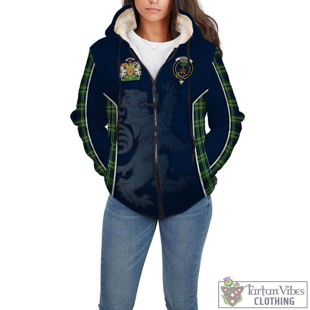 Tartan Vibes Clothing Swinton Tartan Sherpa Hoodie with Family Crest and Lion Rampant Vibes Sport Style