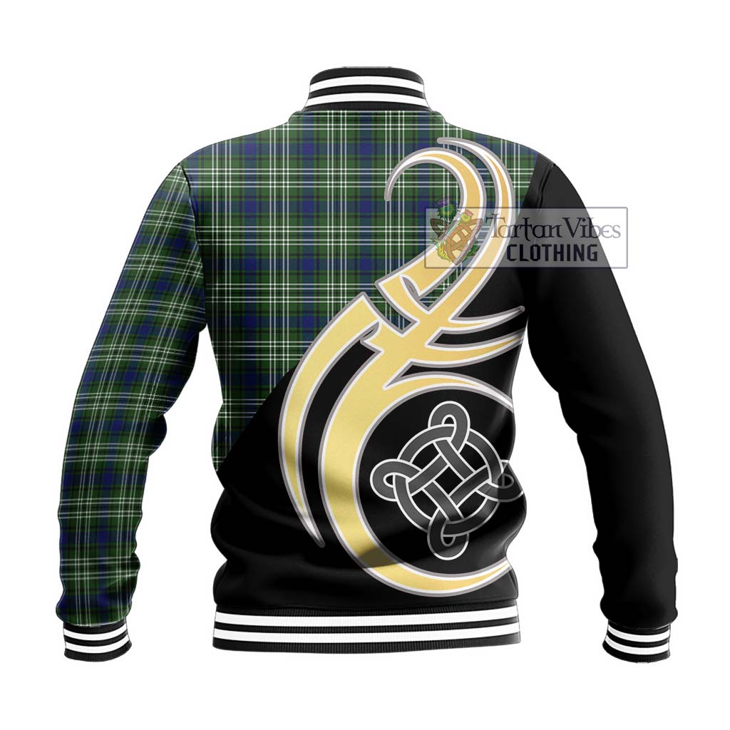 Swinton Tartan Baseball Jacket with Family Crest and Celtic Symbol Style - Tartan Vibes Clothing