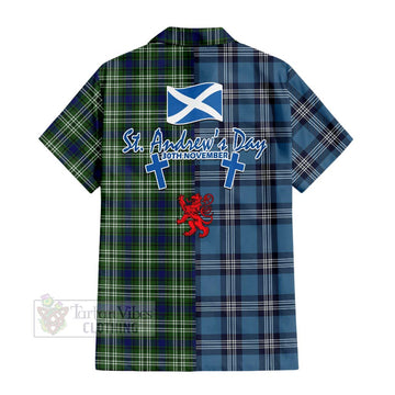 Swinton Tartan Hawaiian Shirt Happy St. Andrew's Day Half Tartan Style - Tartan Vibes Clothing