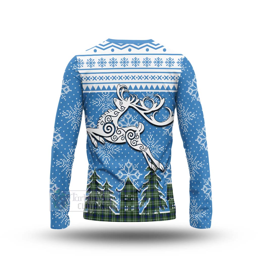 Swinton Clan Christmas Long Sleeve T-Shirt Celtic Reindeer Style - Tartan Vibes Clothing
