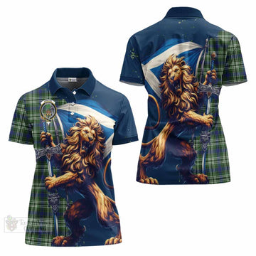 Swinton Tartan Family Crest Women's Polo Shirt with Scottish Majestic Lion - Tartan Vibes Clothing