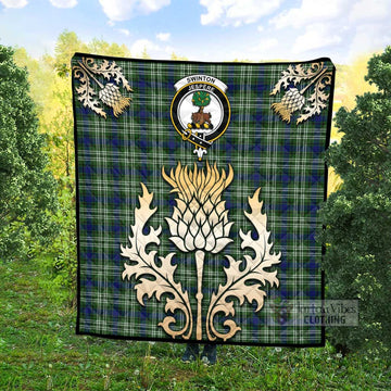 Tartan Vibes Clothing Swinton Tartan Quilt with Family Crest and Golden Thistle Style