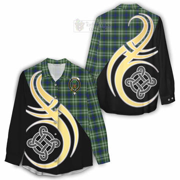 Swinton Tartan Women's Casual Shirt with Family Crest and Celtic Symbol Style - Tartan Vibes Clothing