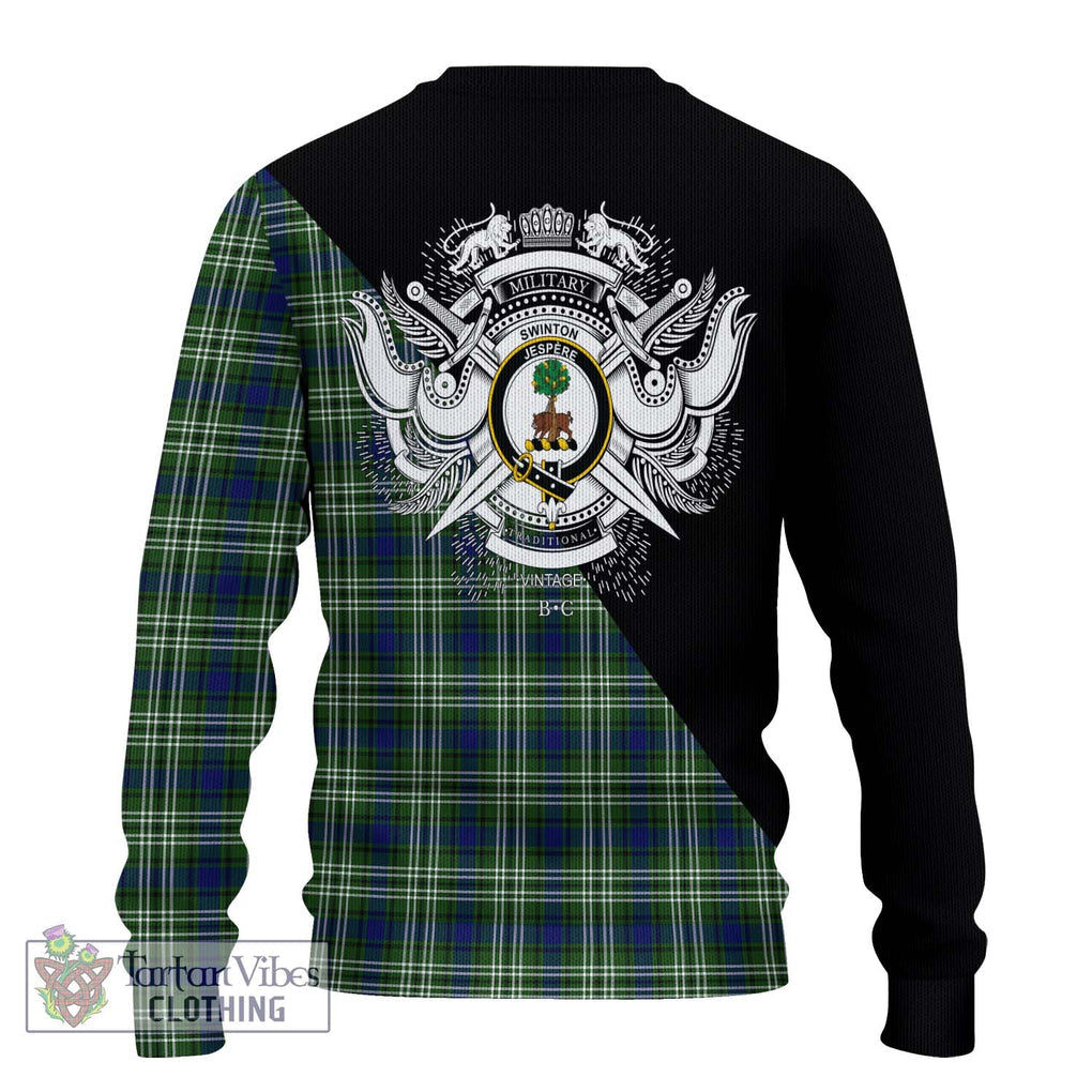 Swinton Tartan Ugly Sweater with Family Crest and Military Logo Style - Tartan Vibes Clothing