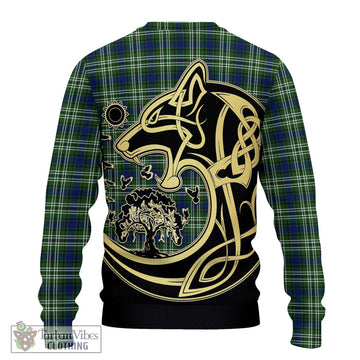 Swinton Tartan Ugly Sweater with Family Crest Celtic Wolf Style - Tartan Vibes Clothing