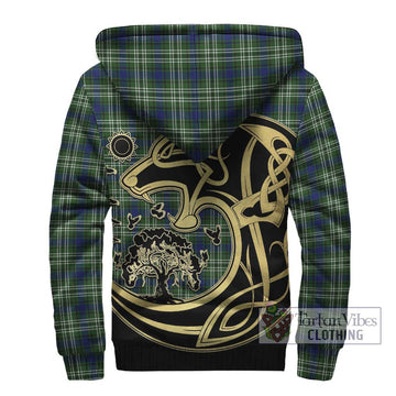 Swinton Tartan Sherpa Hoodie with Family Crest Celtic Wolf Style - Tartan Vibes Clothing