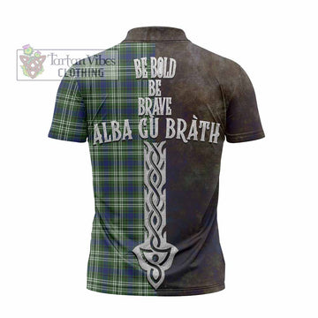 Tartan Vibes Clothing Swinton Tartan Family Crest Zipper Polo Shirt Alba Gu Brath Be Brave Lion Ancient Style