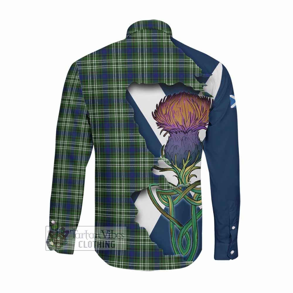 Tartan Vibes Clothing Swinton Tartan Family Crest Long Sleeve Button Shirt Scottish Thistle Celtic Inspired