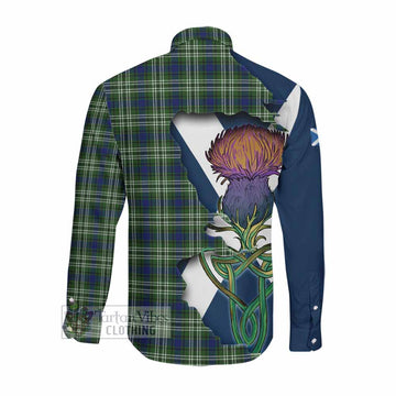 Tartan Vibes Clothing Swinton Tartan Family Crest Long Sleeve Button Shirt Scottish Thistle Celtic Inspired