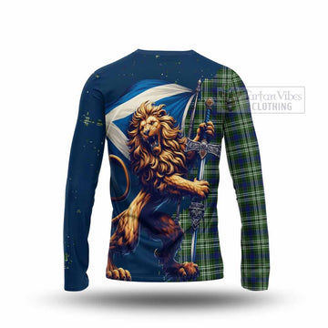 Swinton Tartan Family Crest Long Sleeve T-Shirt with Scottish Majestic Lion - Tartan Vibes Clothing