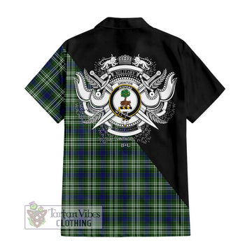 Swinton Tartan Hawaiian Shirt with Family Crest and Military Logo Style - Tartan Vibes Clothing