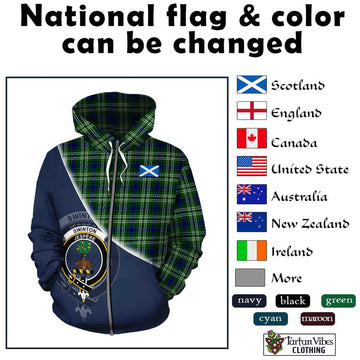 Swinton Tartan Hoodie with Personalised National Flag and Family Crest Half Style - Tartan Vibes Clothing