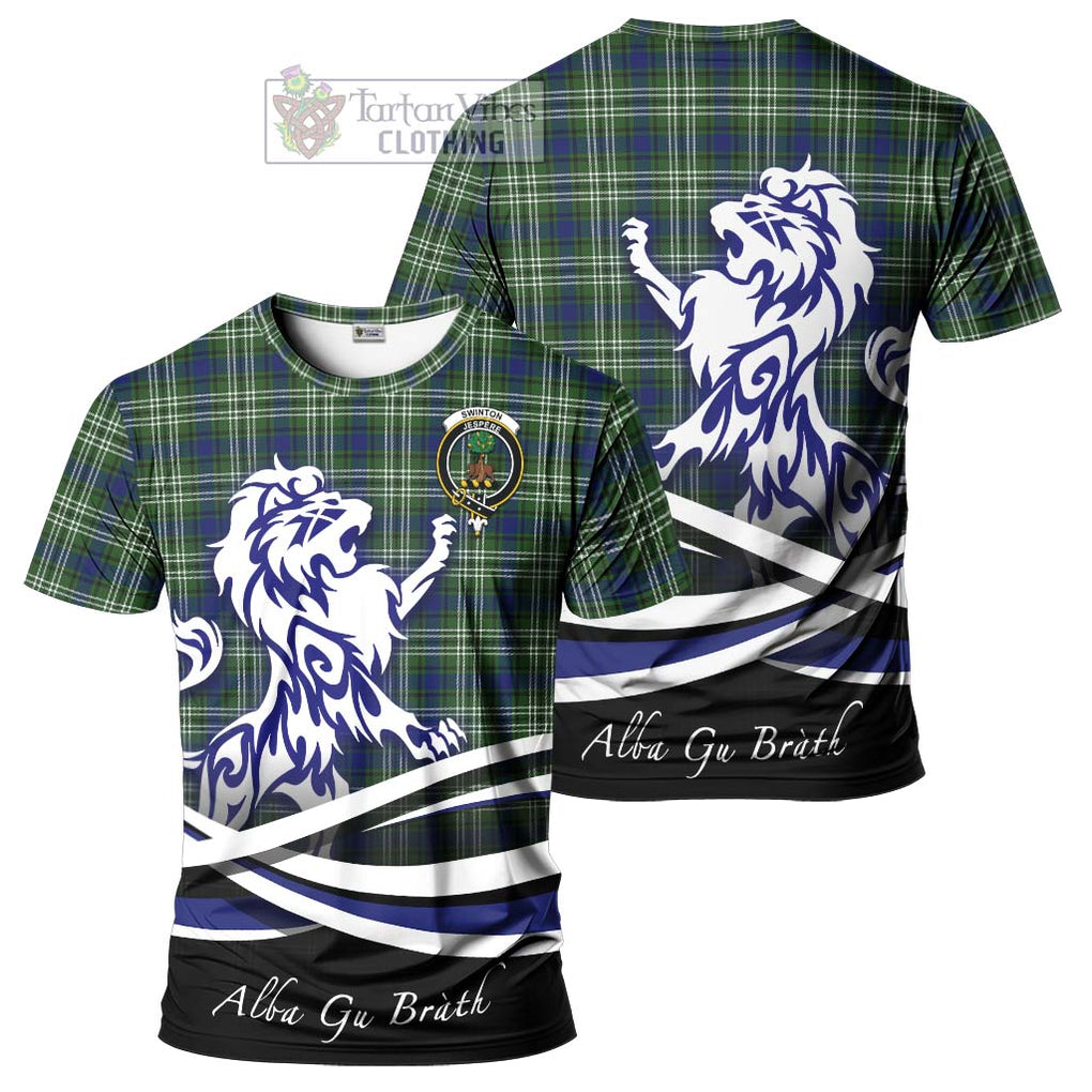 Swinton Tartan Cotton T-shirt with Alba Gu Brath Regal Lion Emblem Women's Shirt - Tartan Vibes Clothing