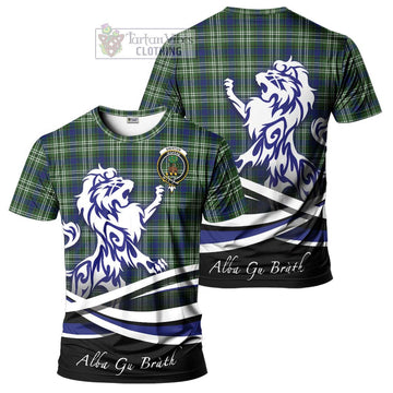 Swinton Tartan Cotton T-shirt with Alba Gu Brath Regal Lion Emblem Women's Shirt - Tartan Vibes Clothing