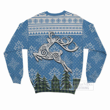 Swinton Clan Christmas Sweatshirt Celtic Reindeer Style - Tartan Vibes Clothing
