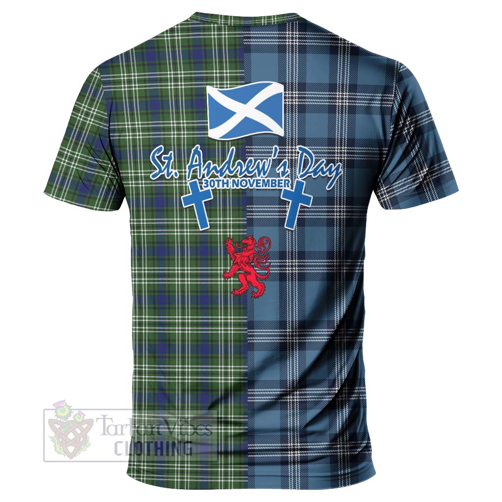 Swinton Tartan T-Shirt Happy St. Andrew's Day Half Tartan Style - Tartan Vibes Clothing