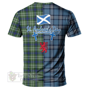 Swinton Tartan T-Shirt Happy St. Andrew's Day Half Tartan Style - Tartan Vibes Clothing
