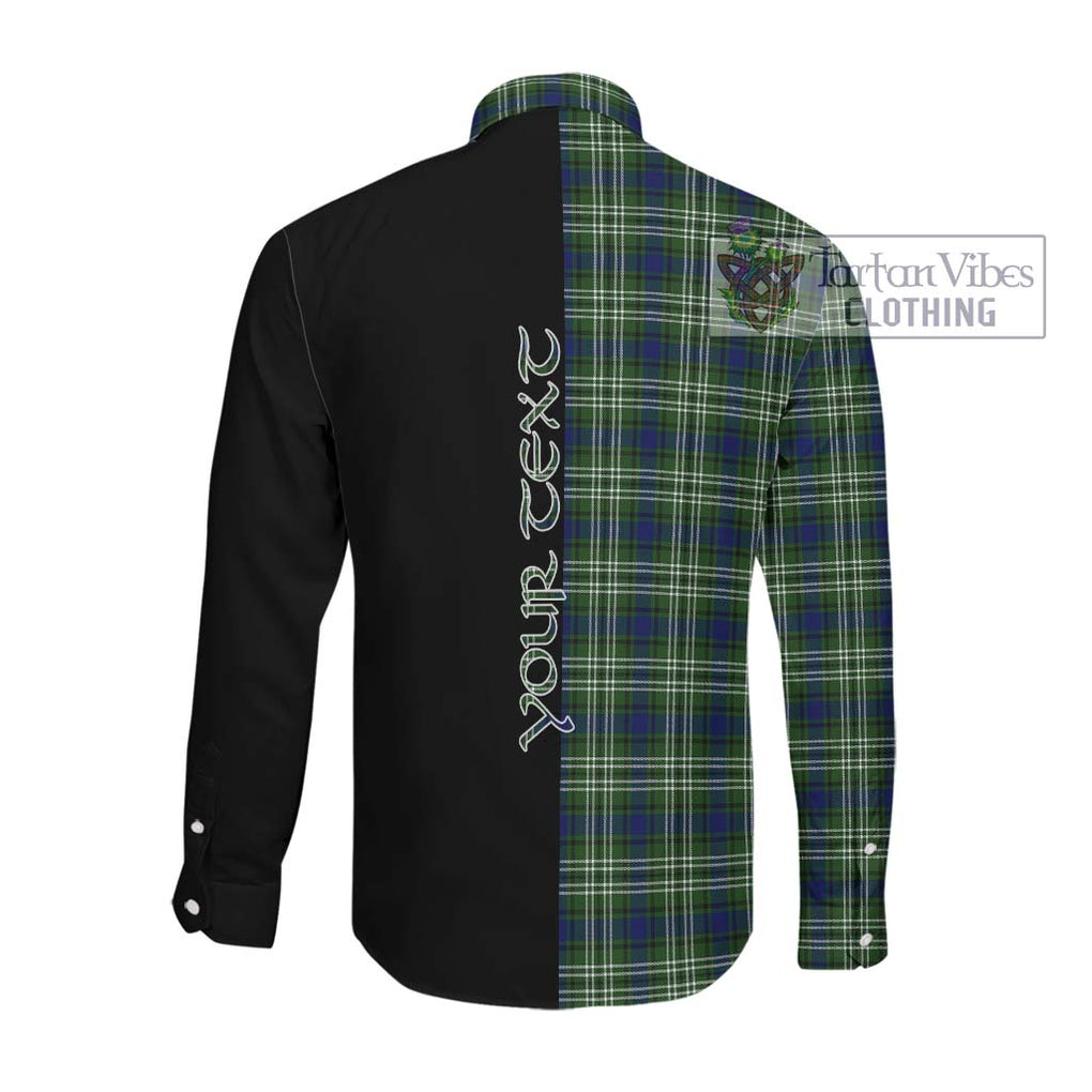 Swinton Tartan Long Sleeve Button Shirt with Family Crest and Half Of Me Style Men's Shirt - Tartanvibesclothing Shop