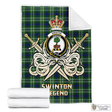 Swinton Tartan Blanket with Clan Crest and the Golden Sword of Courageous Legacy