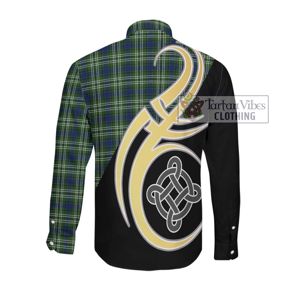 Swinton Tartan Long Sleeve Button Shirt with Family Crest and Celtic Symbol Style Men's Shirt - Tartan Vibes Clothing