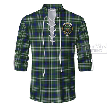 Swinton Tartan Ghillie Kilt Shirt with Family Crest Celtic Skull Style - Tartan Vibes Clothing