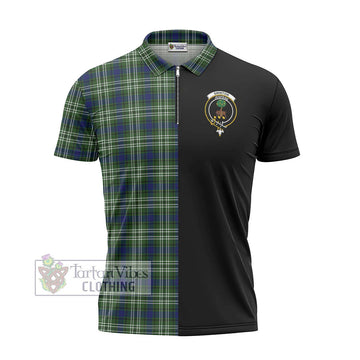 Swinton Tartan Zipper Polo Shirt with Family Crest and Half Of Me Style - Tartan Vibes Clothing