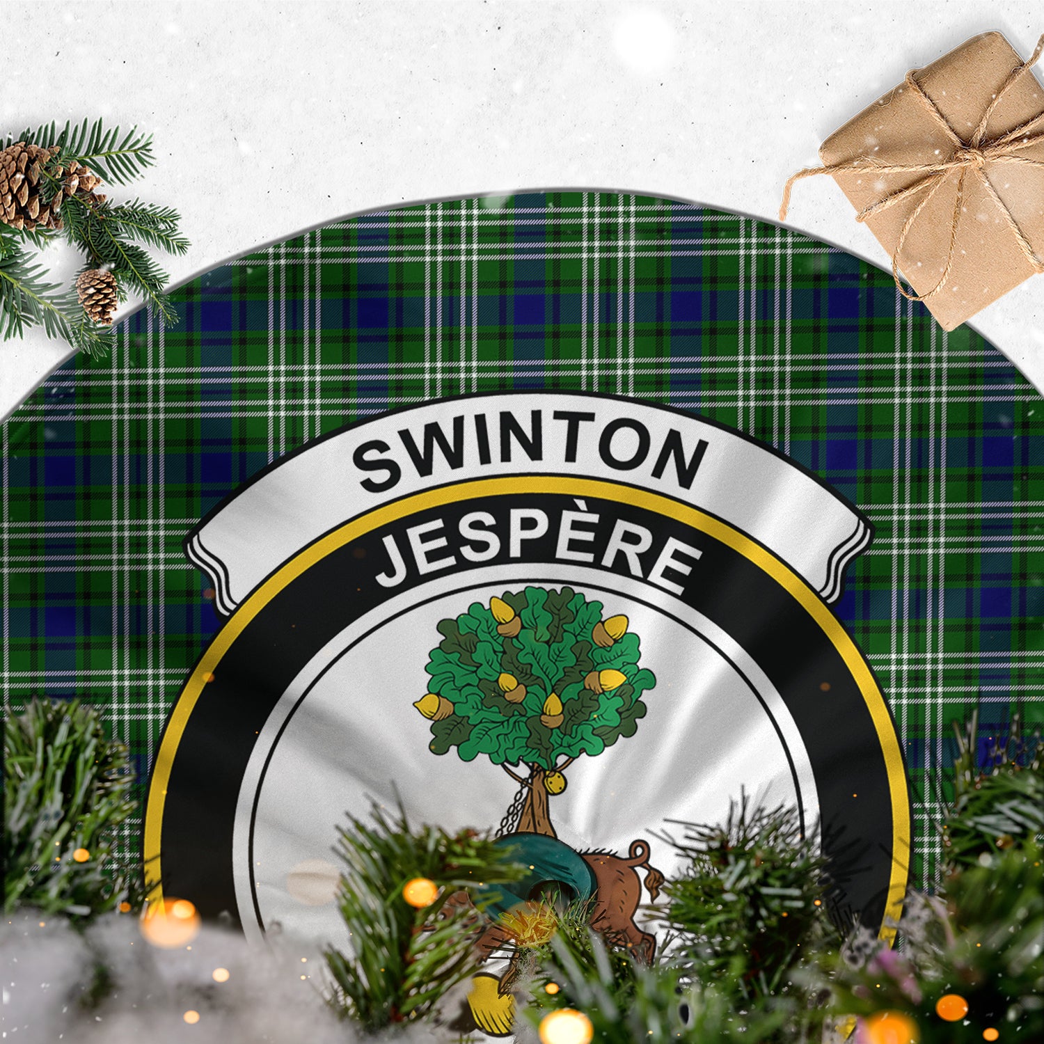 Swinton Tartan Christmas Tree Skirt with Family Crest - Tartan Vibes Clothing