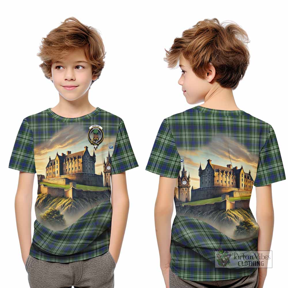 Swinton Tartan Family Crest Kid T-Shirt with Scottish Ancient Castle Style - Tartan Vibes Clothing