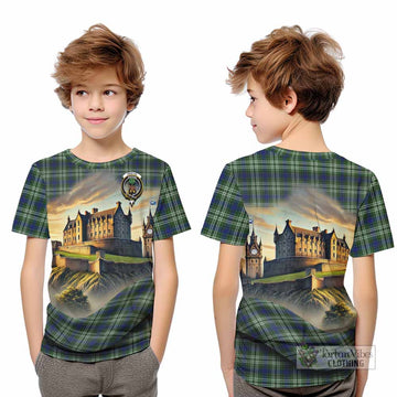 Swinton Tartan Family Crest Kid T-Shirt with Scottish Ancient Castle Style - Tartan Vibes Clothing
