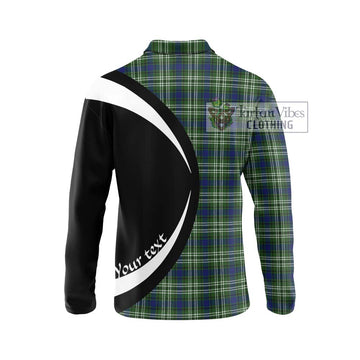 Swinton Tartan Long Sleeve Polo Shirt with Family Crest Circle Style - Tartan Vibes Clothing