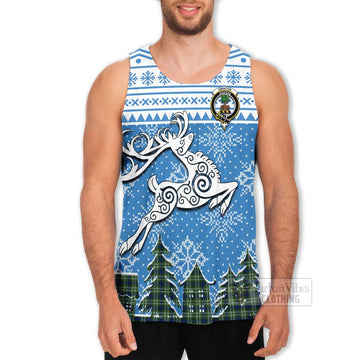 Swinton Clan Christmas Men's Tank Top Celtic Reindeer Style - Tartan Vibes Clothing