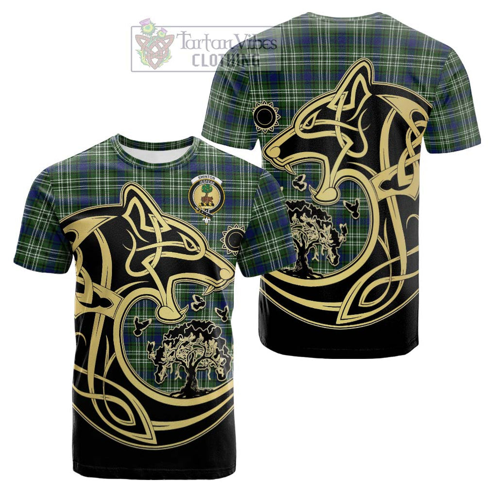 Swinton Tartan Cotton T-shirt with Family Crest Celtic Wolf Style Kid's Shirt - Tartan Vibes Clothing