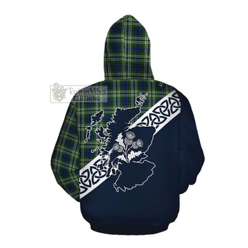 Swinton Tartan Cotton Hoodie Featuring Thistle and Scotland Map Pullover Hoodie - Tartan Vibes Clothing